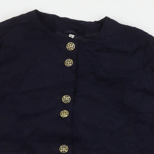 Preworn Womens Blue Floral  Jacket Coat Size 16  Button