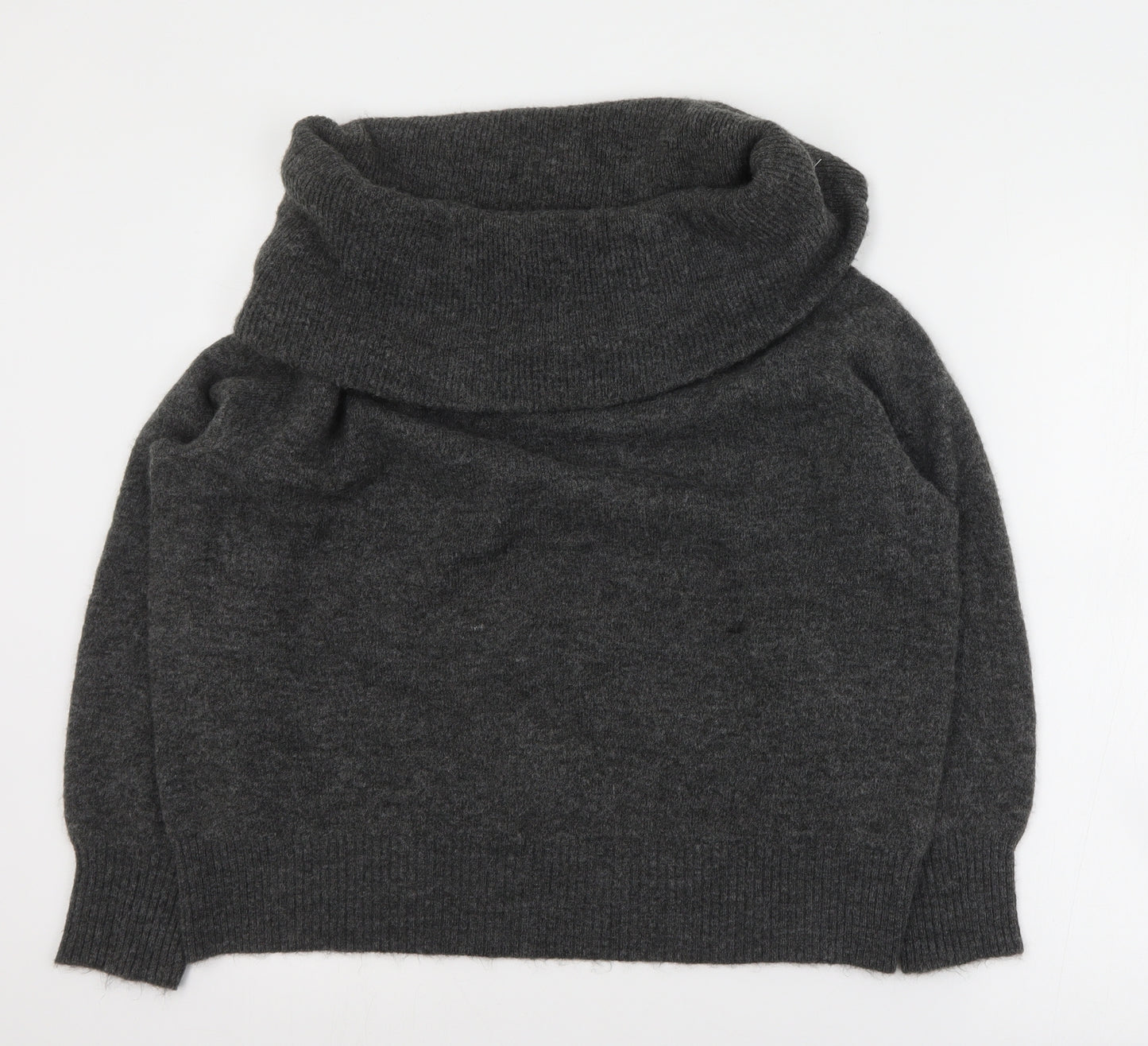 H&M Womens Grey Roll Neck  Acrylic Pullover Jumper Size M