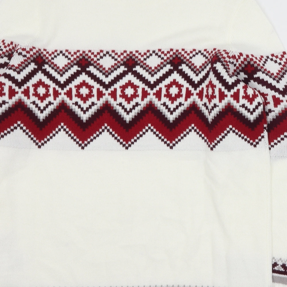 Preworn Womens Ivory Mock Neck Argyle/Diamond Acrylic Pullover Jumper Size 16