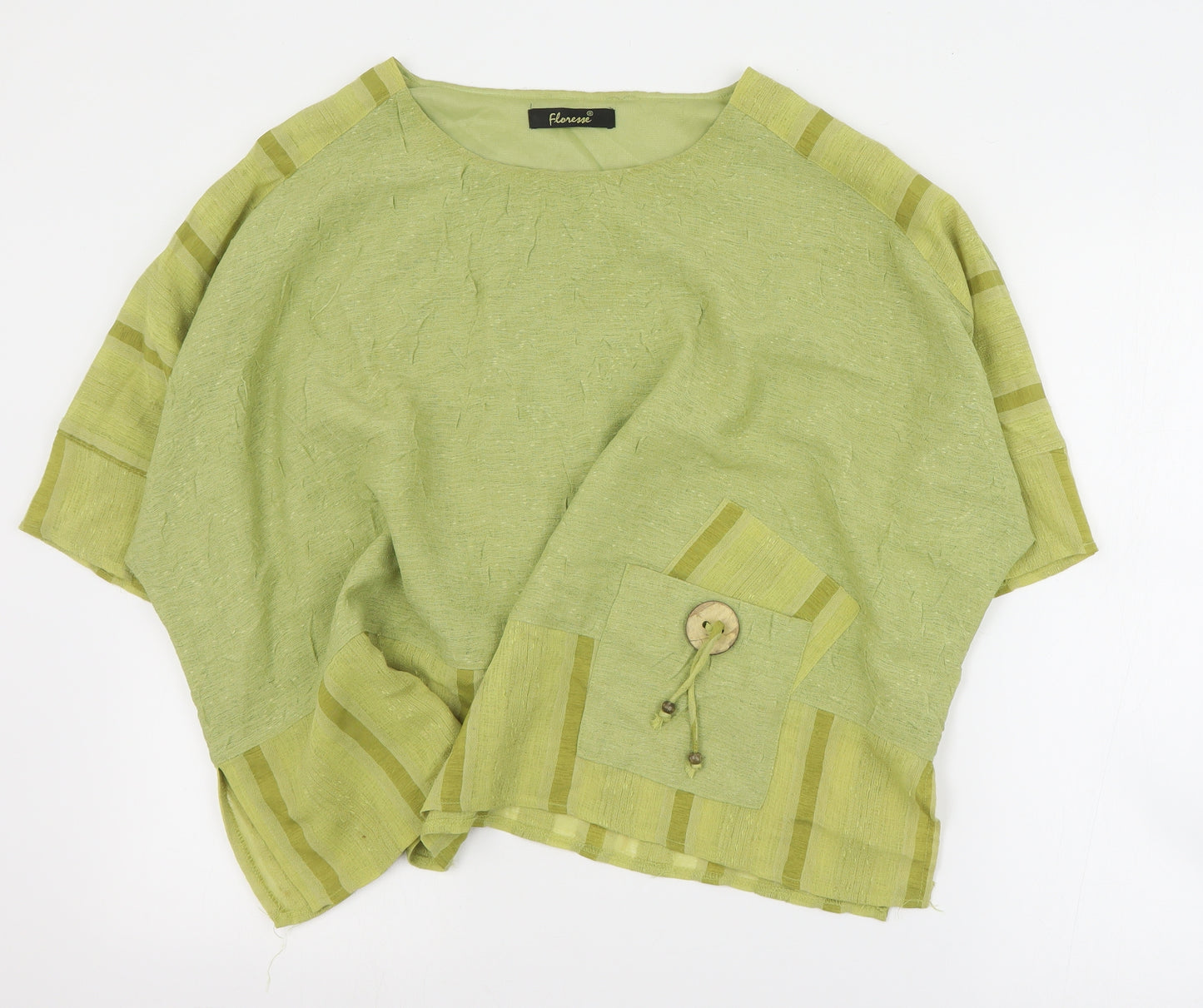 Floresse Womens Green  Polyester Basic Blouse Size S Round Neck