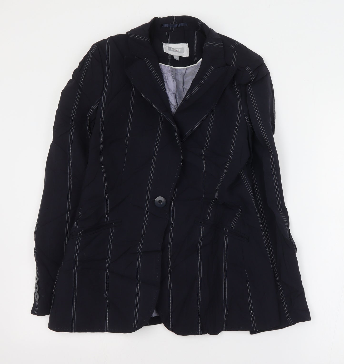 NEXT Womens Blue Striped Wool Jacket Suit Jacket Size 8