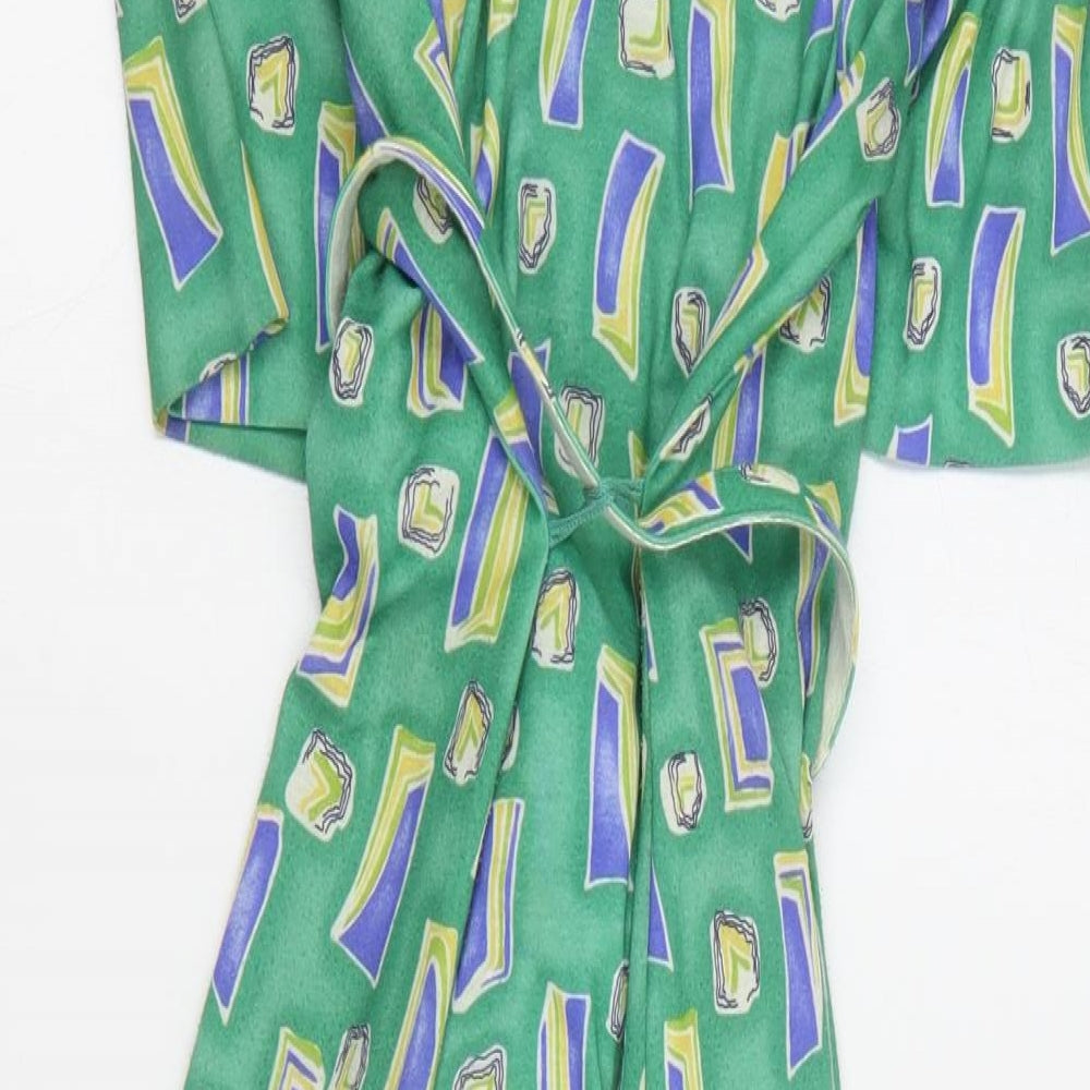 Richard Stump Womens Green Geometric Polyester A-Line  Size 14  Collared Button