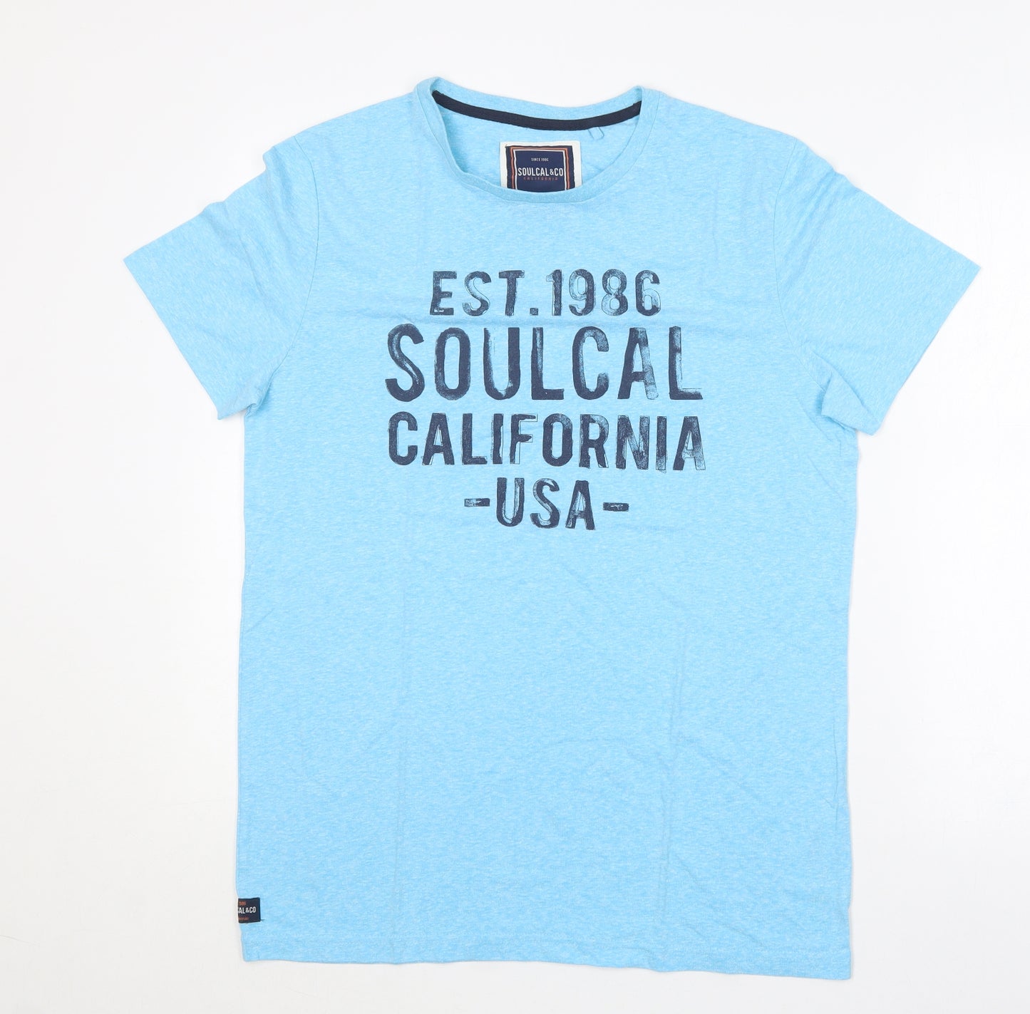 SoulCal&Co Mens Blue  Polyester  T-Shirt Size L Round Neck