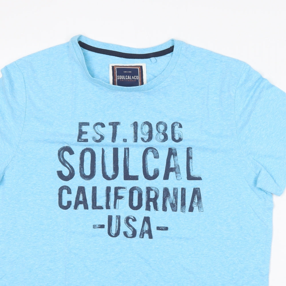 SoulCal&Co Mens Blue  Polyester  T-Shirt Size L Round Neck