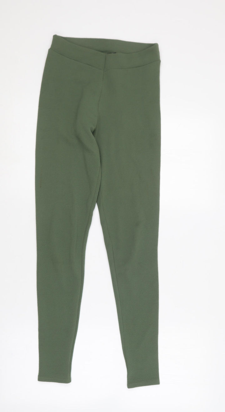 PRETTYLITTLETHING Womens Green Polyester Jegging Trousers Size 10 L27 in Regular
