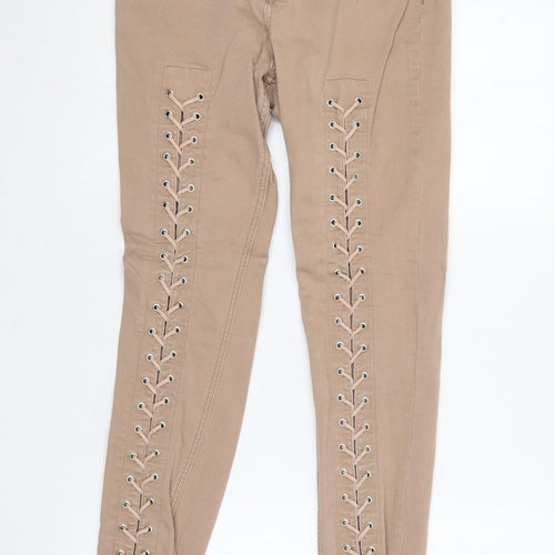 Missguided Womens Brown  Cotton Skinny Jeans Size 12 L27.5 in Regular