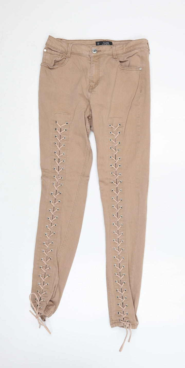 Missguided Womens Brown Cotton Skinny Jeans Size 12 L27.5 in Regular