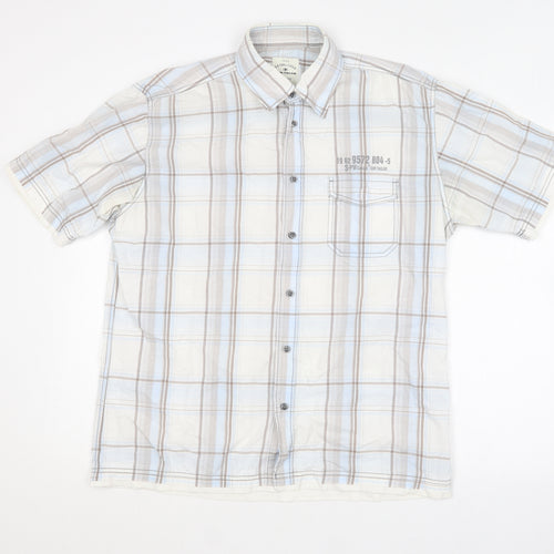 TOM TAILOR Womens Multicoloured Plaid Cotton Camisole Button-Up Size L Collared