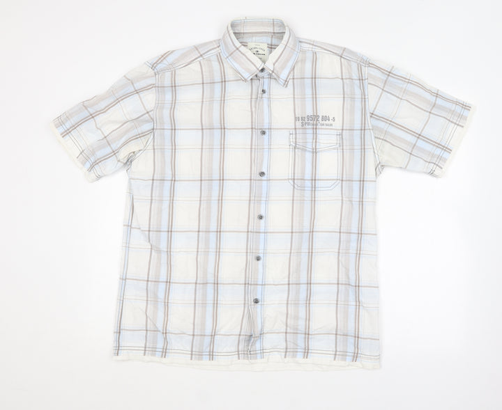 TOM TAILOR Womens Multicoloured Plaid Cotton Camisole Button-Up Size L Collared