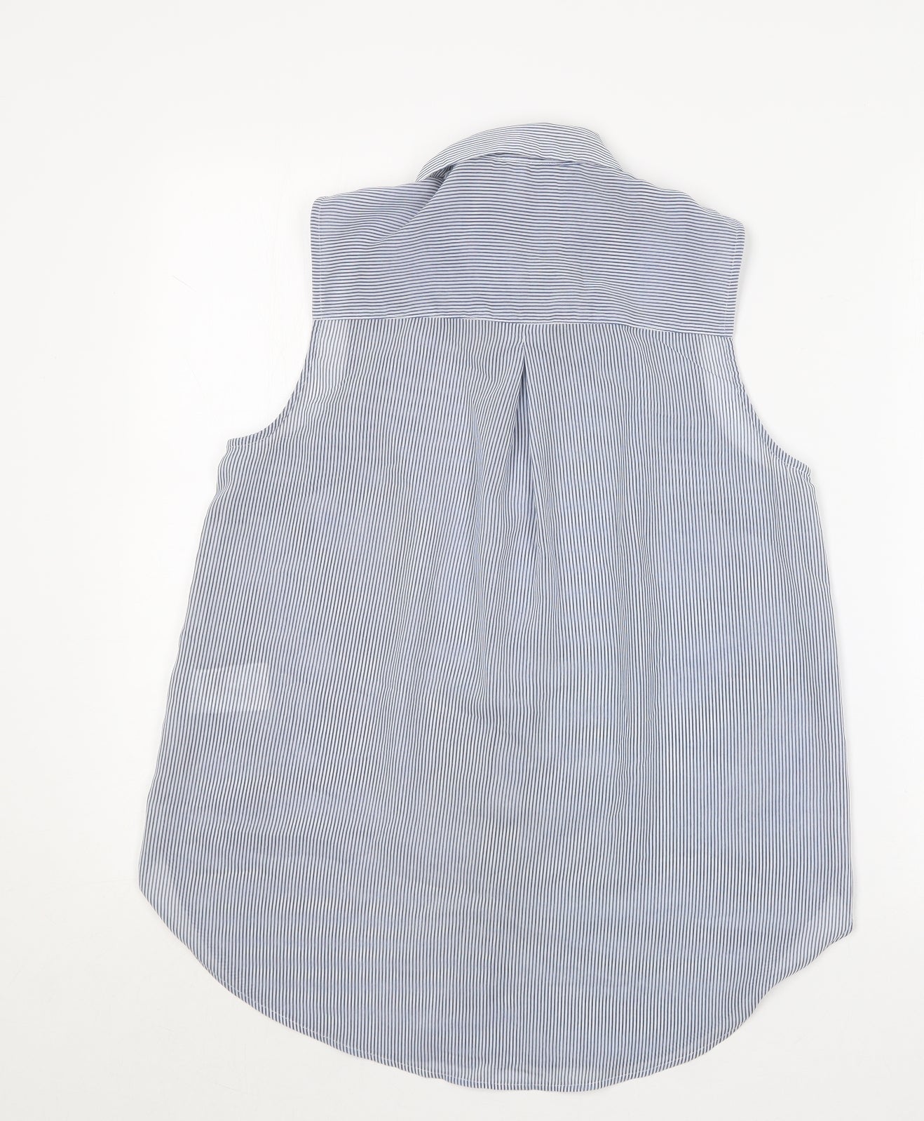H&M Womens Blue Striped Polyester Basic Blouse Size 10 Collared