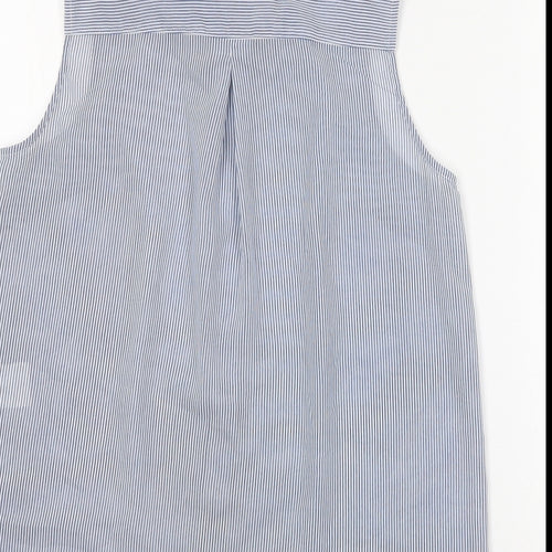 H&M Womens Blue Striped Polyester Basic Blouse Size 10 Collared