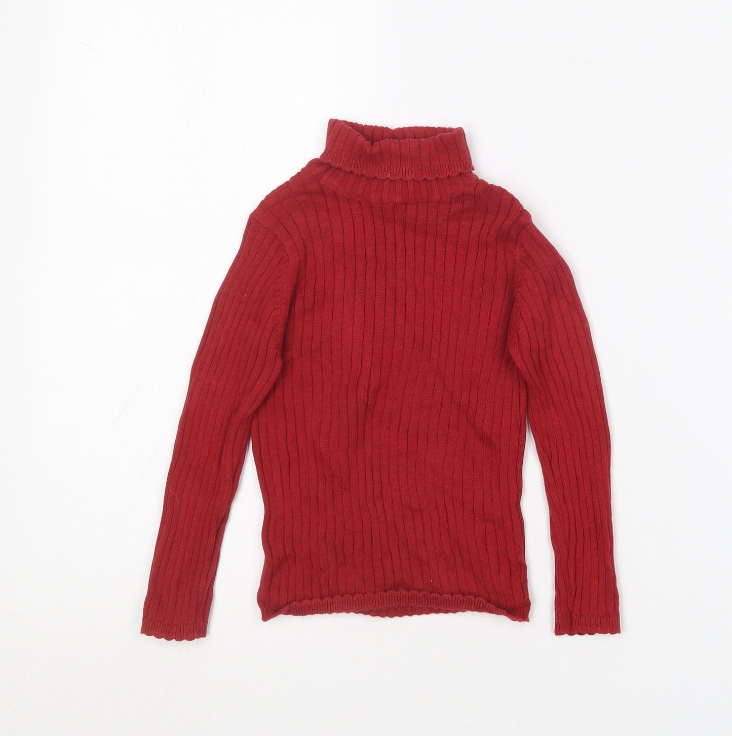 TU Girls Red Roll Neck  Cotton Pullover Jumper Size 2-3 Years