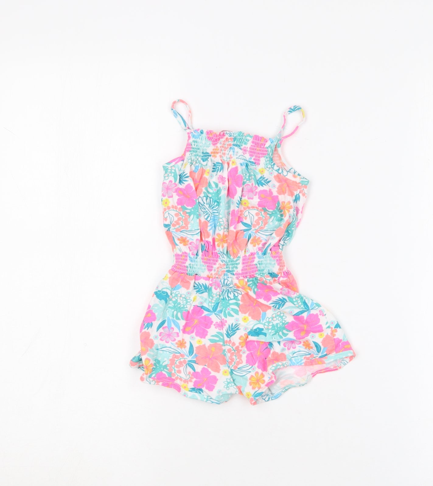 Young Dimension Girls Multicoloured Floral Cotton Playsuit One-Piece Size 2-3 Years