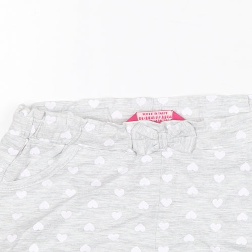 Young Dimension Girls Grey Geometric Cotton Sweat Shorts Size 2-3 Years  Regular