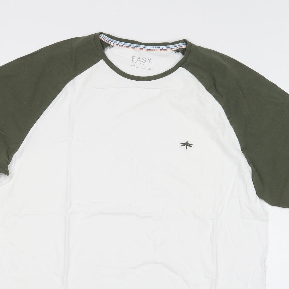 Matalan Mens White  Cotton  T-Shirt Size L Round Neck