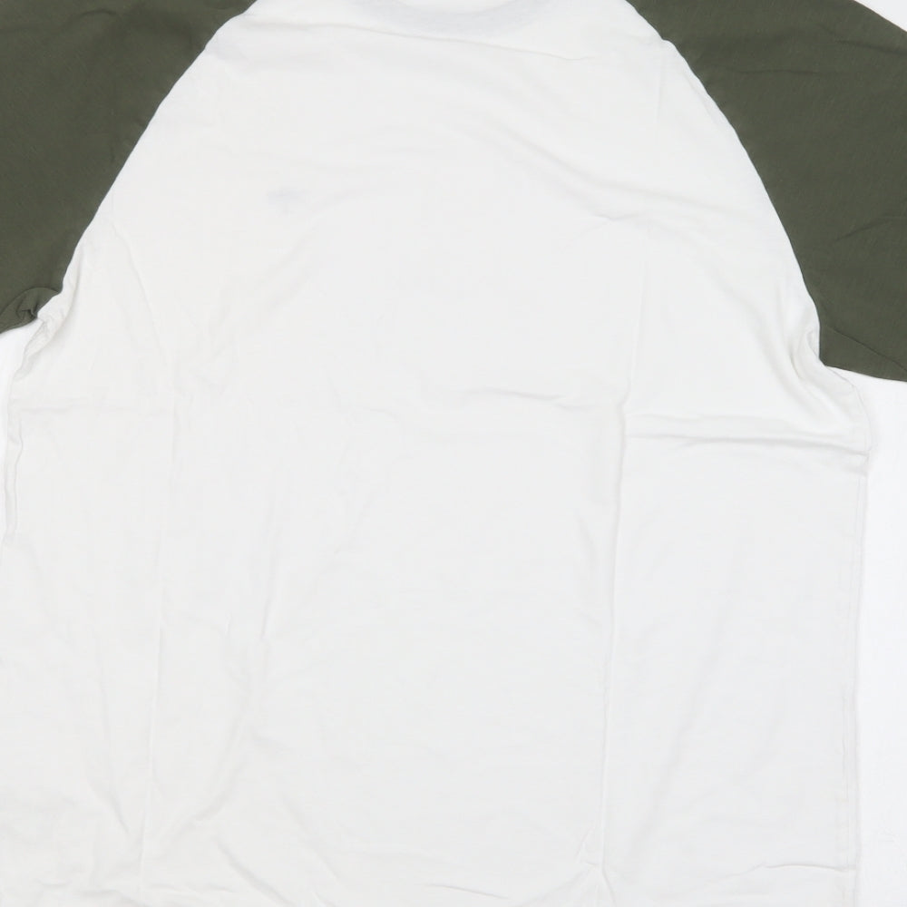 Matalan Mens White  Cotton  T-Shirt Size L Round Neck