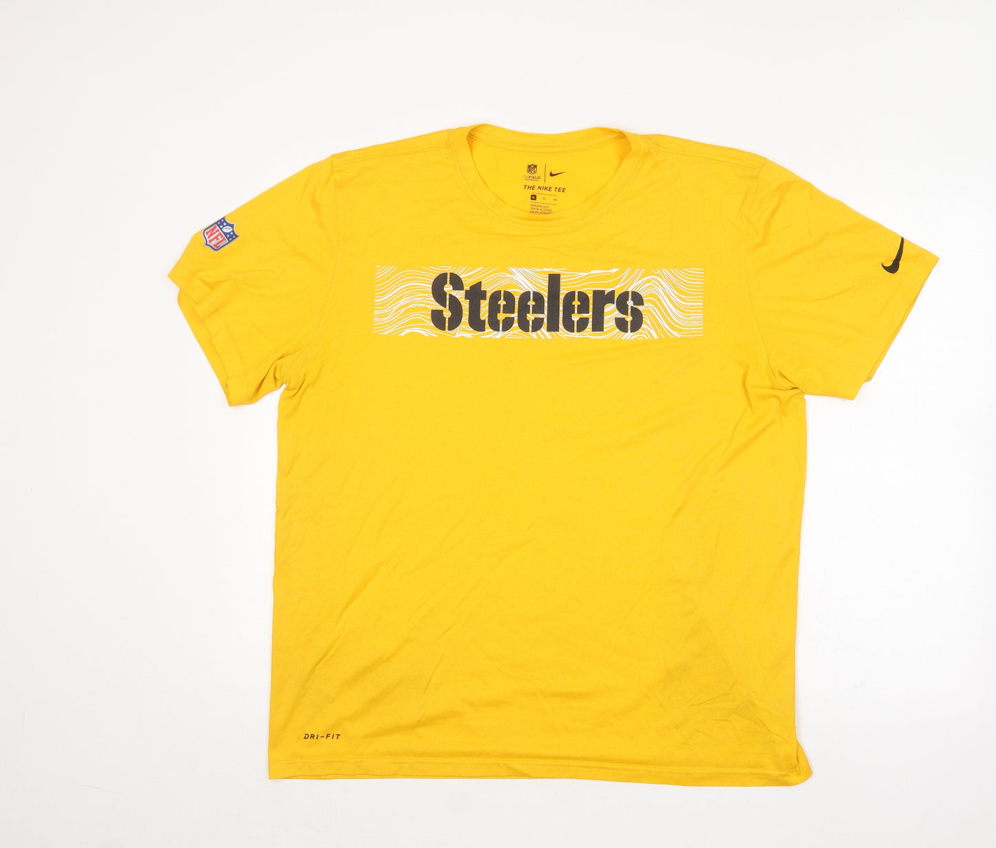 Nike Mens Yellow  Polyester  T-Shirt Size XL Round Neck  - NFL Steelers