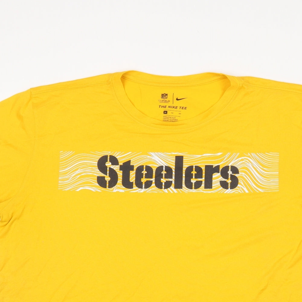 Nike Mens Yellow  Polyester  T-Shirt Size XL Round Neck  - NFL Steelers