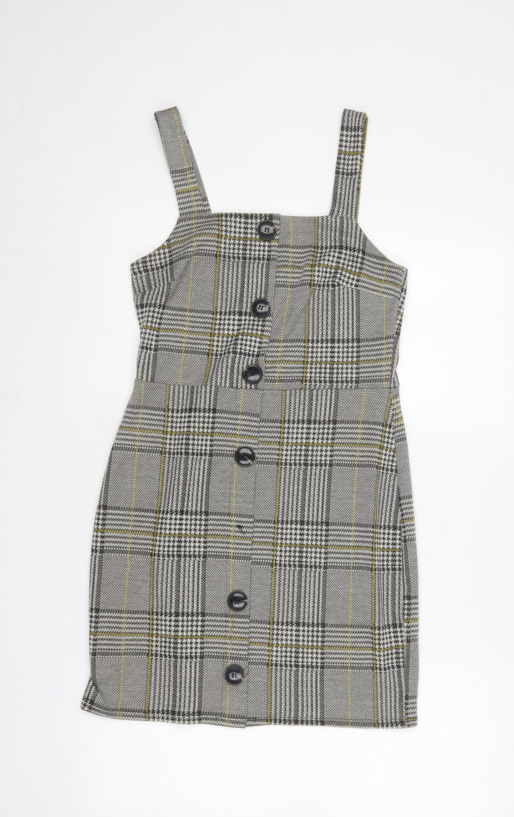 River Island Womens Multicoloured Plaid Polyester Bodycon Size 10 Square Neck