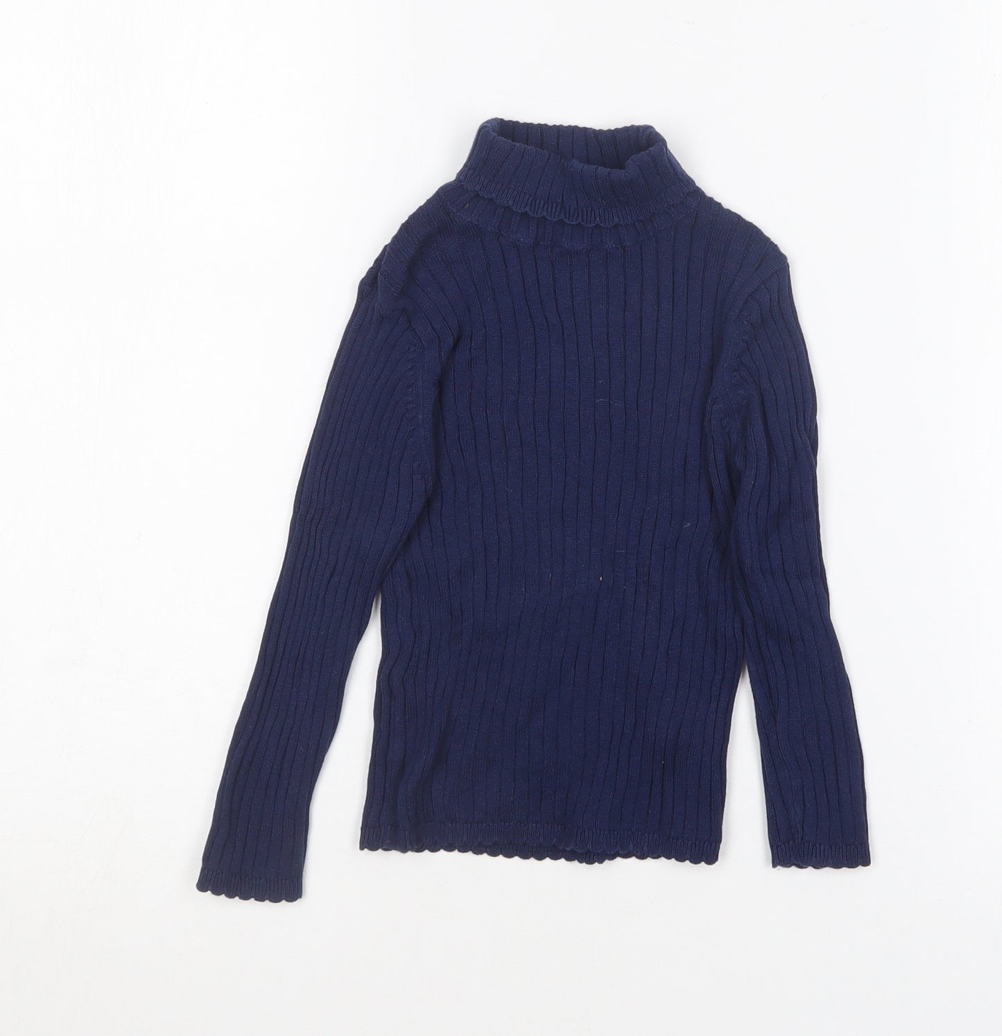 TU Girls Blue Roll Neck  Cotton Pullover Jumper Size 2-3 Years