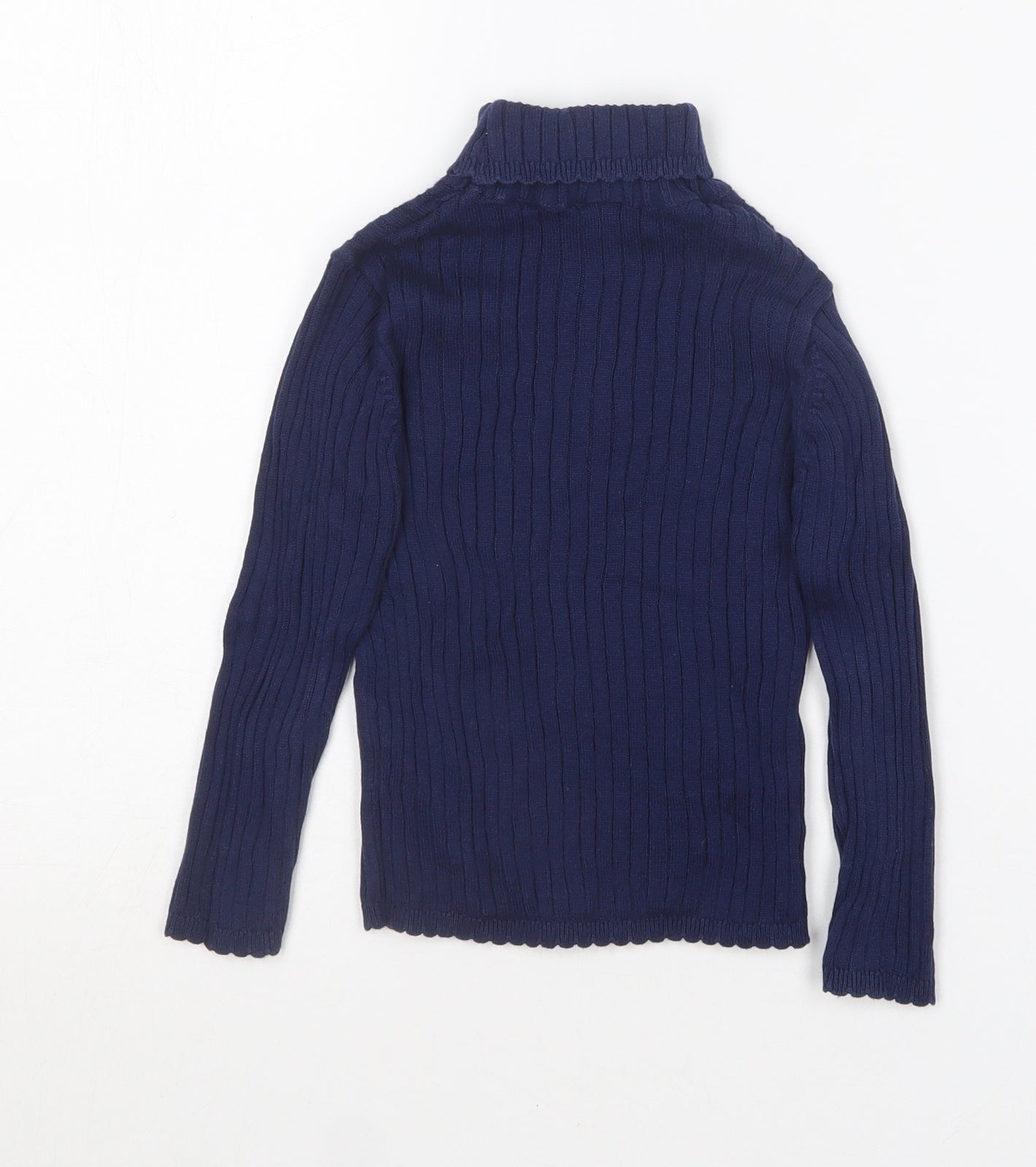 TU Girls Blue Roll Neck  Cotton Pullover Jumper Size 2-3 Years