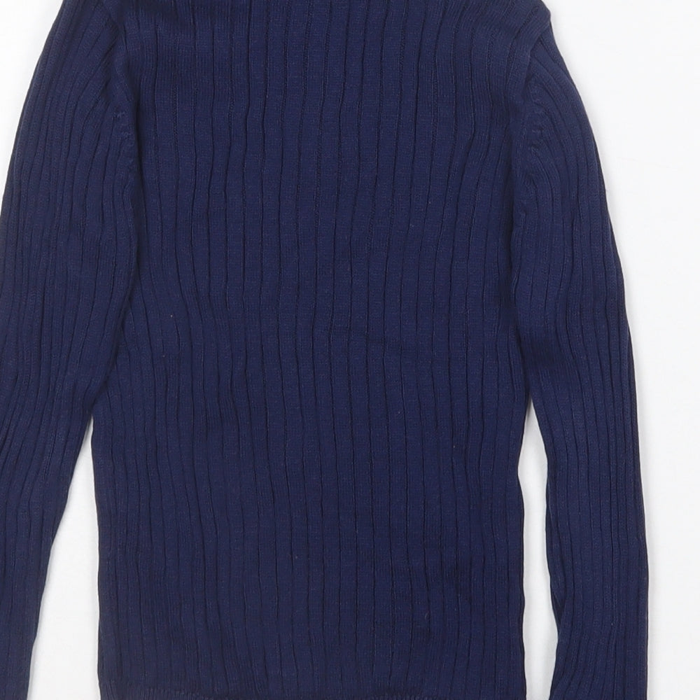 TU Girls Blue Roll Neck  Cotton Pullover Jumper Size 2-3 Years