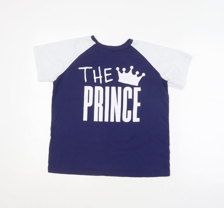 Matalan Boys Blue  Cotton Basic T-Shirt Size 12 Years Round Neck  - The prince
