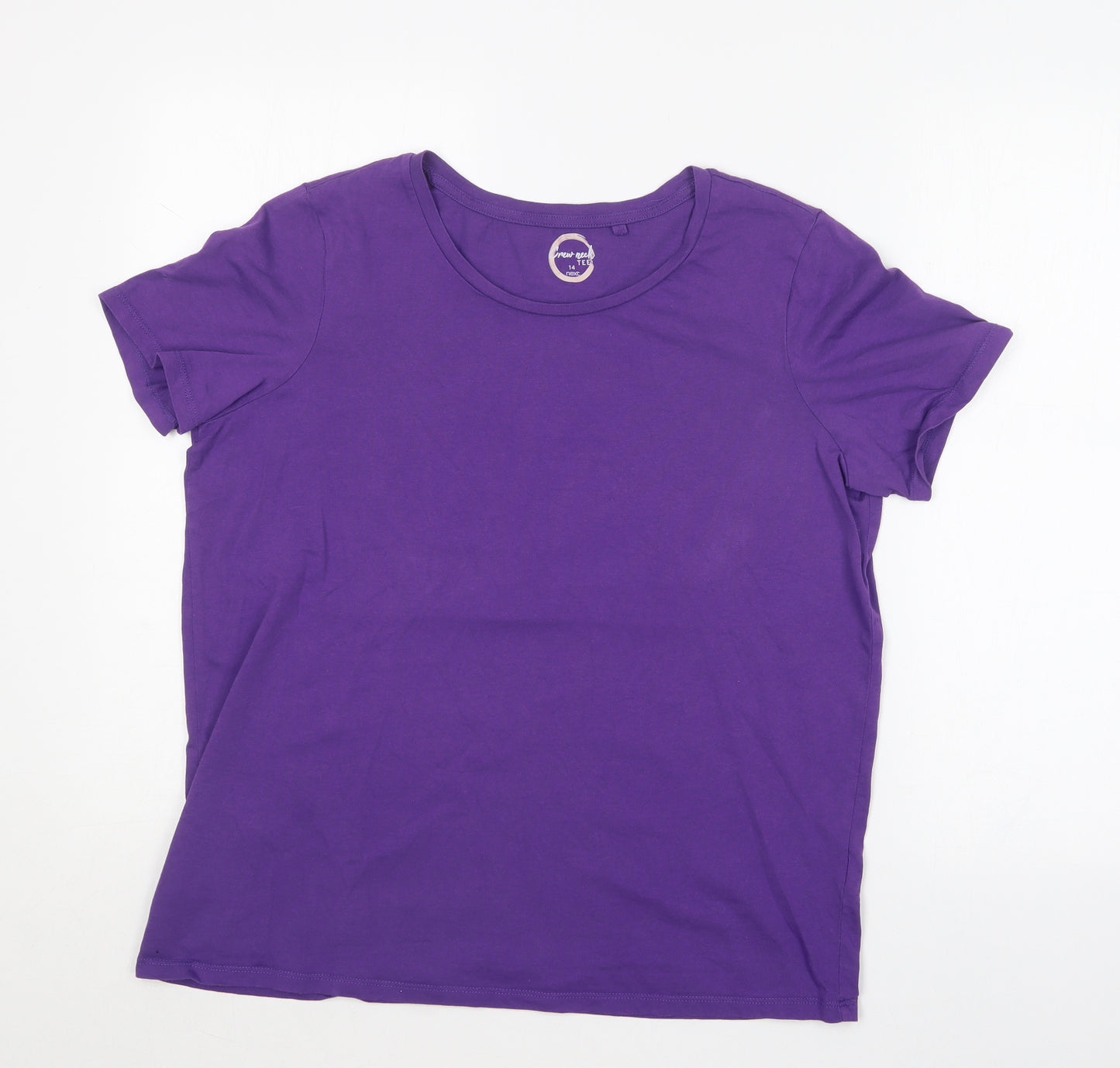 NEXT Womens Purple  Cotton Basic T-Shirt Size 14 Crew Neck