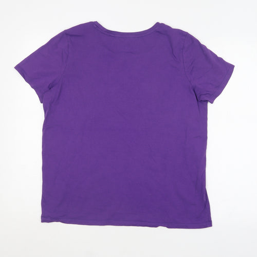 NEXT Womens Purple  Cotton Basic T-Shirt Size 14 Crew Neck