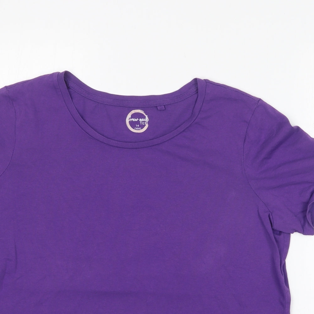 NEXT Womens Purple  Cotton Basic T-Shirt Size 14 Crew Neck