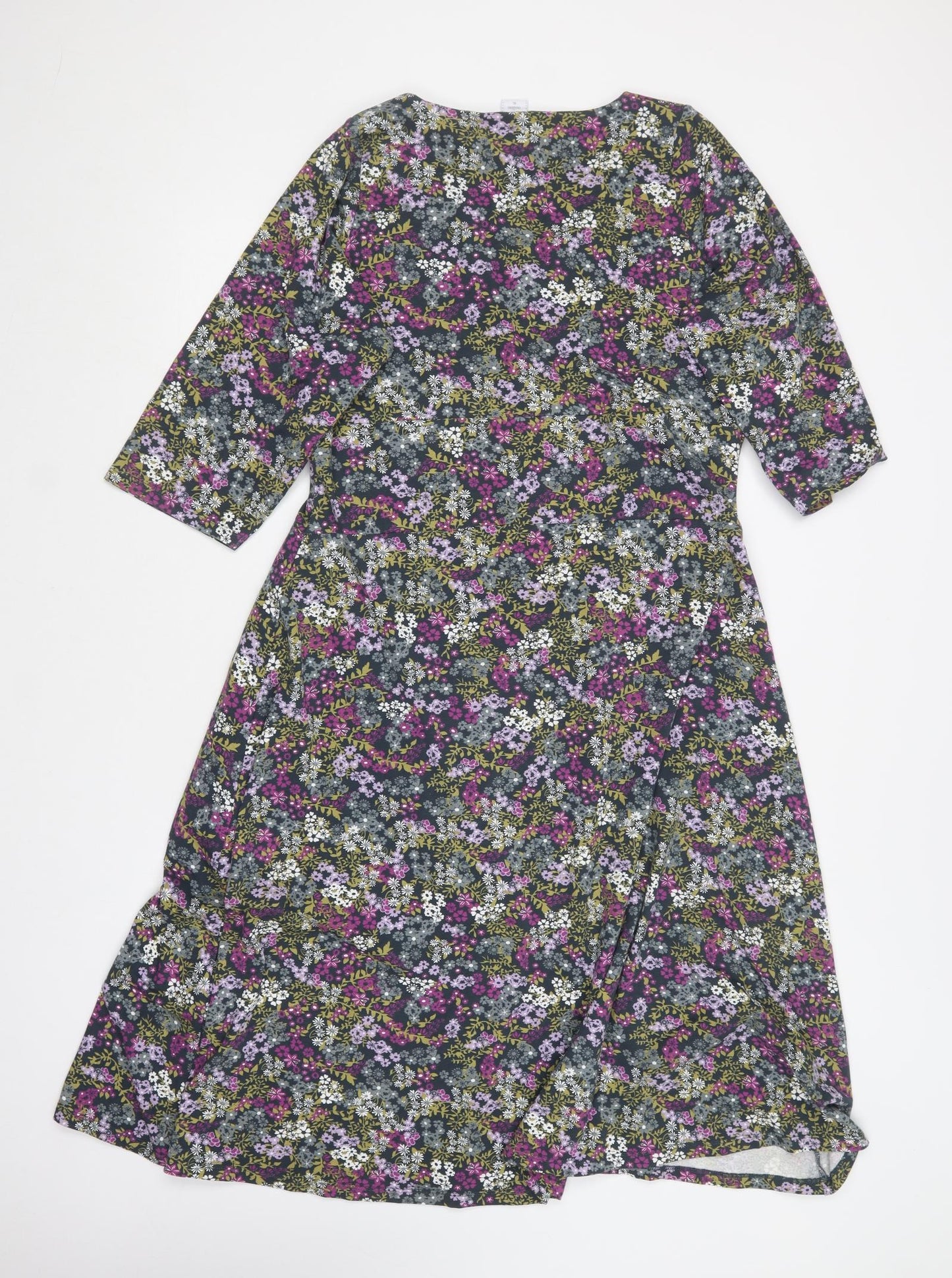 Cotton Traders Womens Multicoloured Floral Cotton Skater Dress  Size 16  Scoop Neck