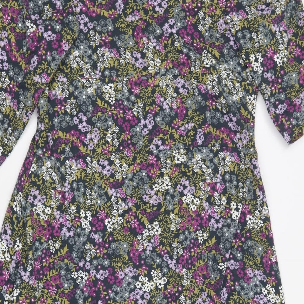Cotton Traders Womens Multicoloured Floral Cotton Skater Dress  Size 16  Scoop Neck