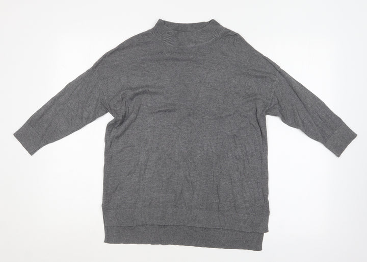 F&F Womens Grey Crew Neck Cotton Pullover Jumper Size 10