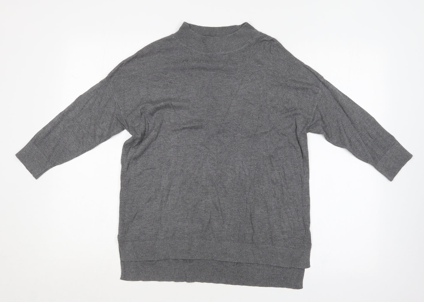 F&F Womens Grey Crew Neck  Cotton Pullover Jumper Size 10