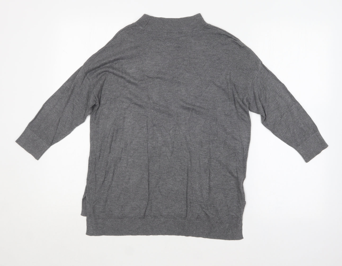 F&F Womens Grey Crew Neck  Cotton Pullover Jumper Size 10