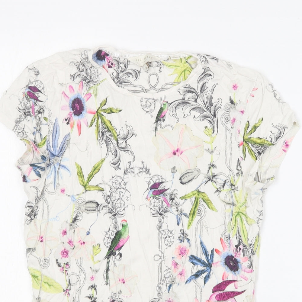 Ted Baker Womens Multicoloured  Viscose Basic T-Shirt Size 10 Round Neck