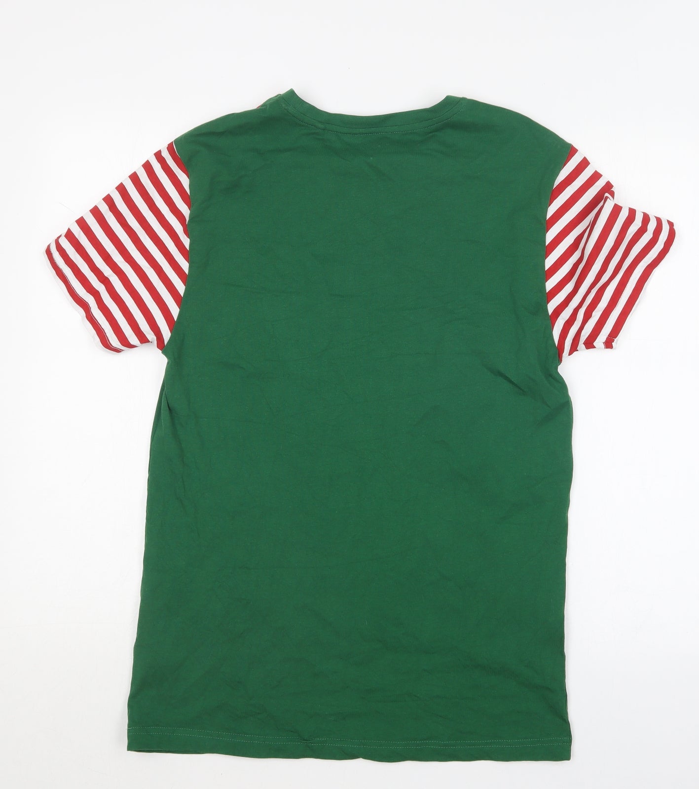 Matalan Womens Green  Cotton Basic T-Shirt Size M Round Neck - Christmas Top