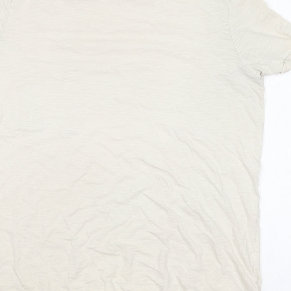 Marks and Spencer Womens Ivory  Cotton Basic T-Shirt Size 14 Round Neck