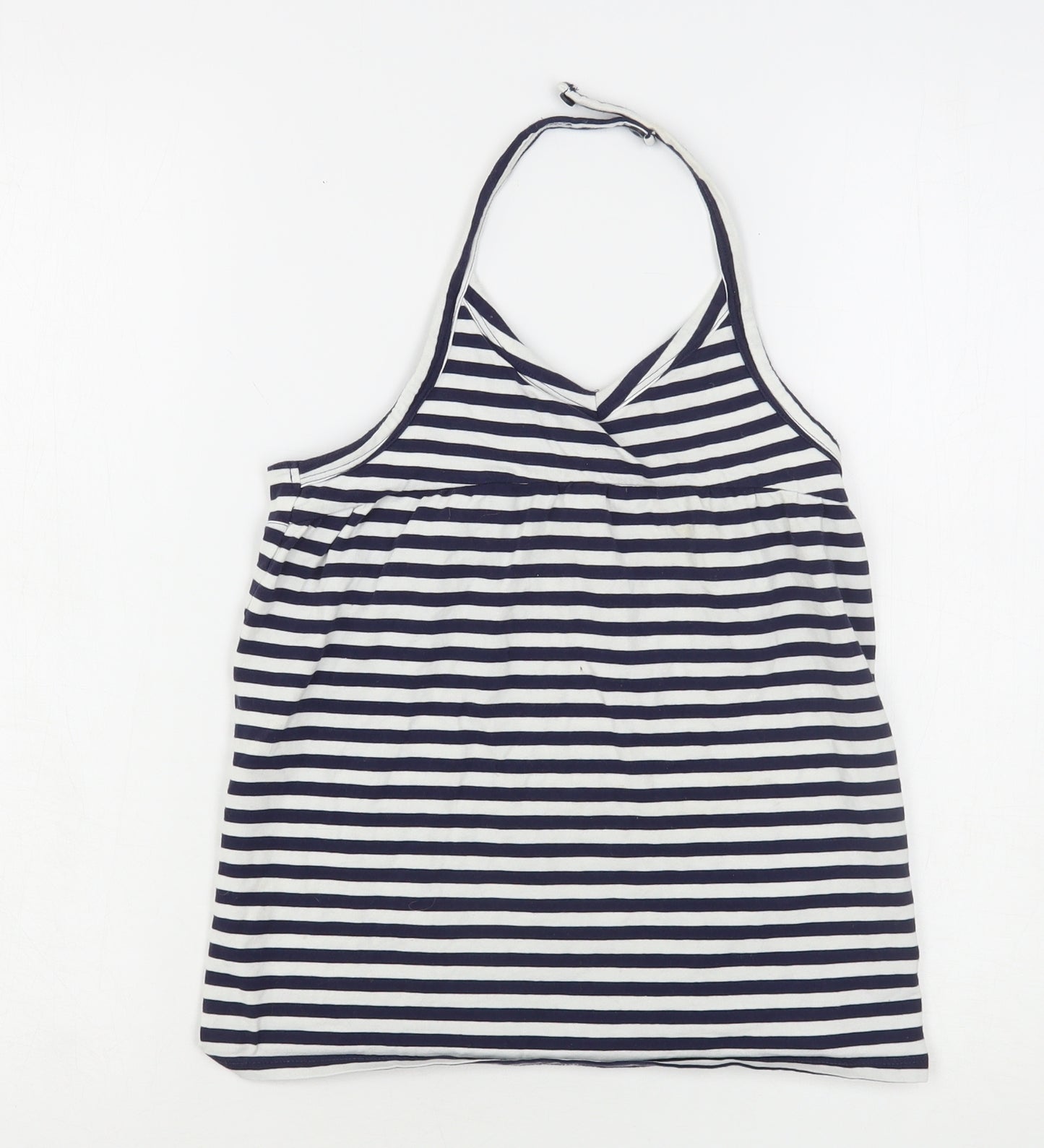 NEXT Girls Blue Striped Cotton Basic Tank Size 11 Years Halter
