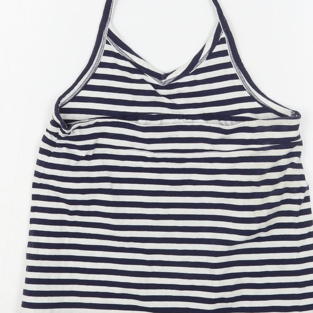 NEXT Girls Blue Striped Cotton Basic Tank Size 11 Years Halter