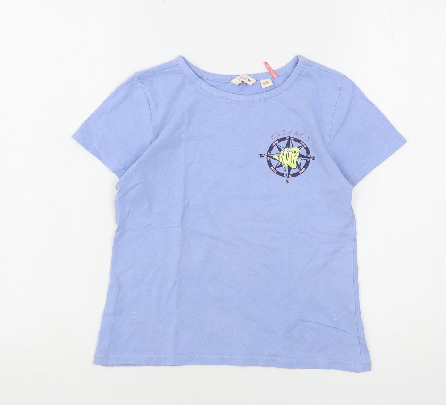 Fat Face Girls Blue  Cotton Basic T-Shirt Size 8-9 Years Round Neck  - Fish Print