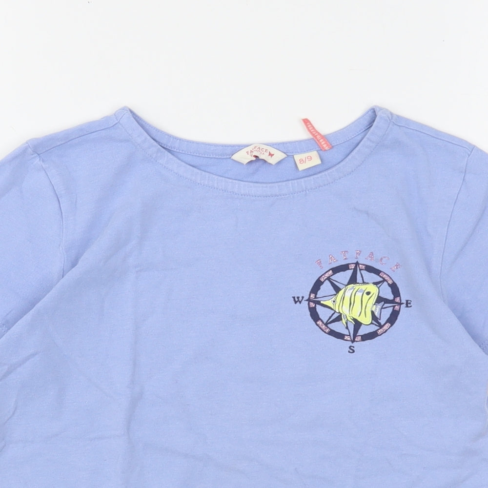 Fat Face Girls Blue  Cotton Basic T-Shirt Size 8-9 Years Round Neck  - Fish Print