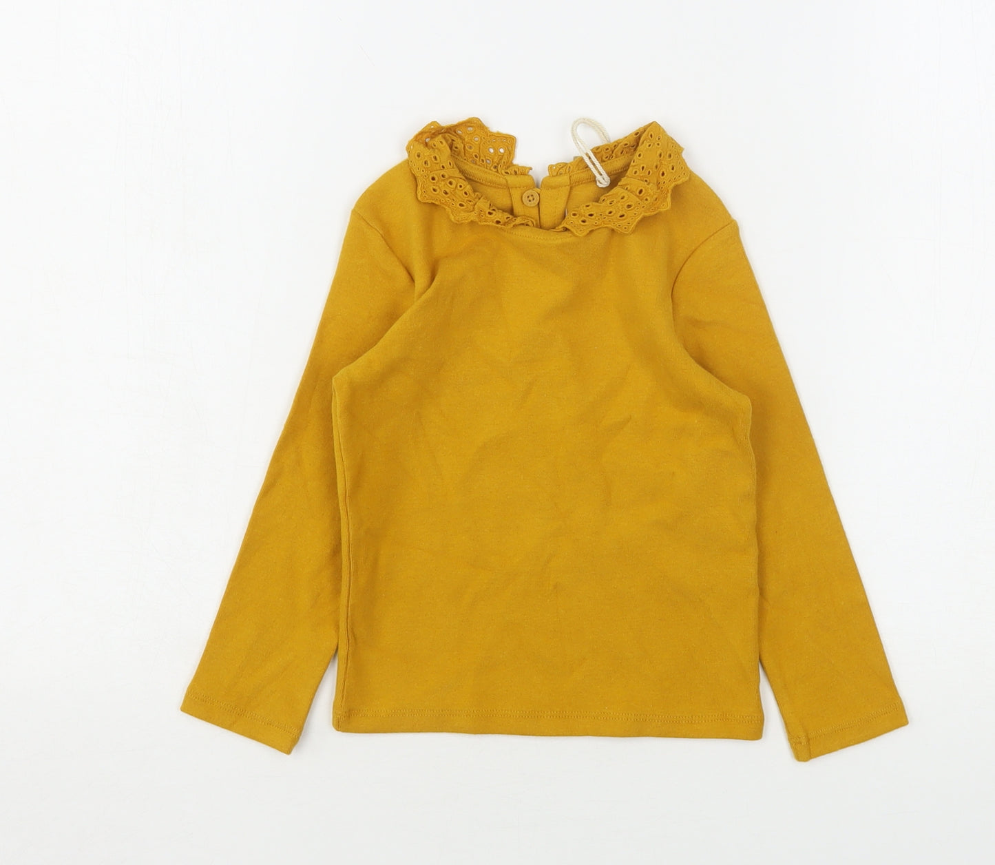 NEXT Girls Yellow  Cotton Basic T-Shirt Size 2-3 Years Collared