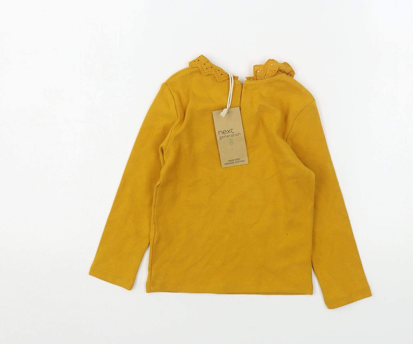 NEXT Girls Yellow  Cotton Basic T-Shirt Size 2-3 Years Collared