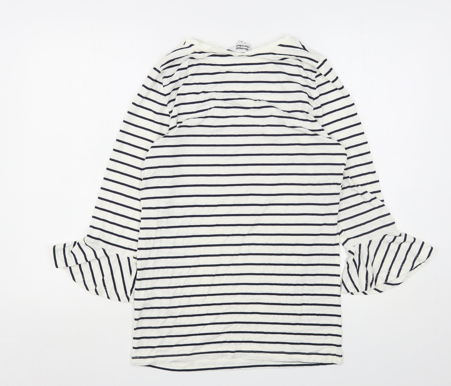 Blooming Marvellous Womens White Striped Viscose Basic T-Shirt Size M Round Neck