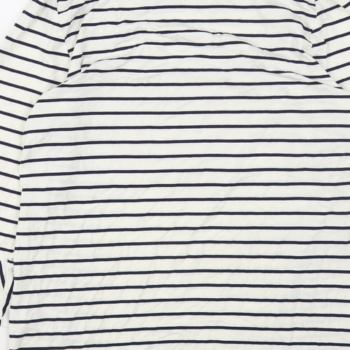 Blooming Marvellous Womens White Striped Viscose Basic T-Shirt Size M Round Neck