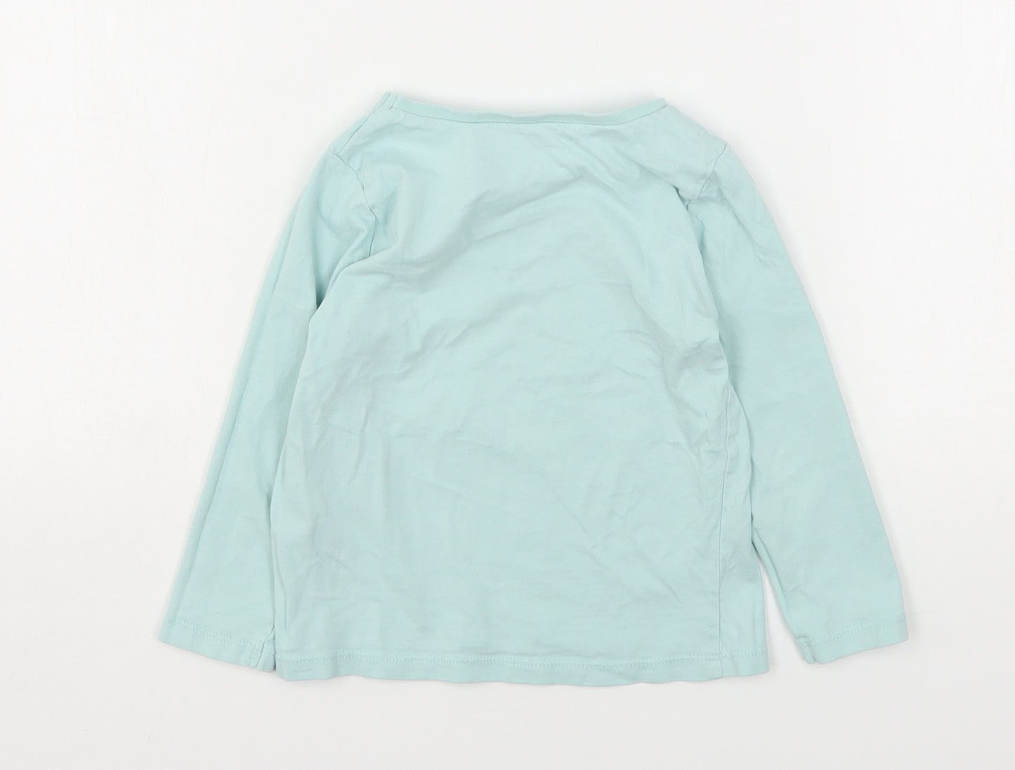 George Girls Green  Cotton Basic T-Shirt Size 2-3 Years Round Neck
