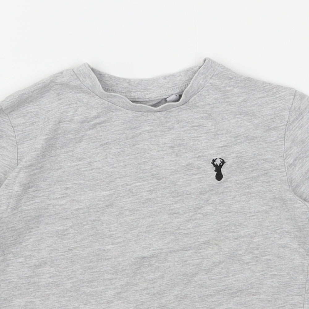 NEXT Boys Grey  Cotton Basic T-Shirt Size 4 Years Round Neck