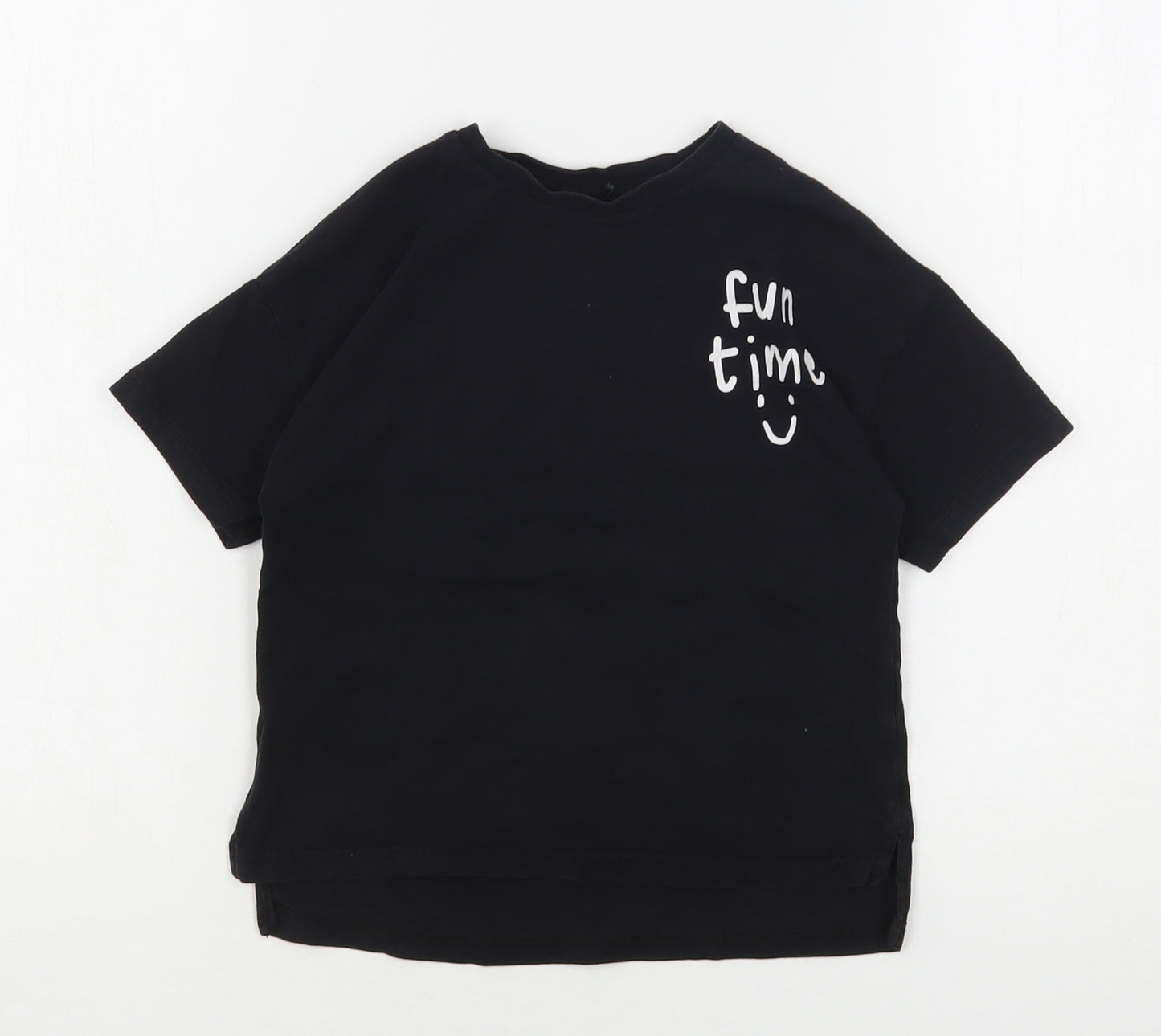 George Boys Black  Cotton Basic T-Shirt Size 4-5 Years Round Neck