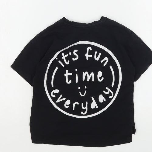 George Boys Black  Cotton Basic T-Shirt Size 4-5 Years Round Neck